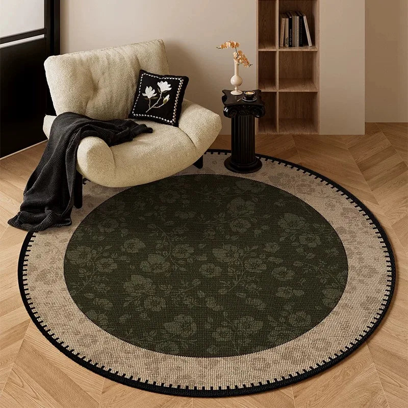 Round Living Room Rug Stain-Resistant Durable Wear-Resistant Floor Mat Luxurious Floral Rugs Large Size Home Decoration Carpet
