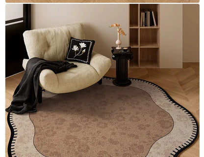 Round Living Room Rug Stain-Resistant Durable Wear-Resistant Floor Mat Luxurious Floral Rugs Large Size Home Decoration Carpet