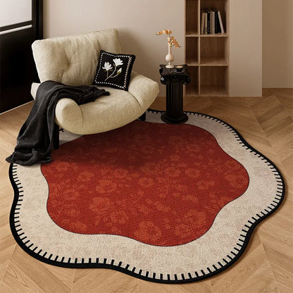 Round Living Room Rug Stain-Resistant Durable Wear-Resistant Floor Mat Luxurious Floral Rugs Large Size Home Decoration Carpet