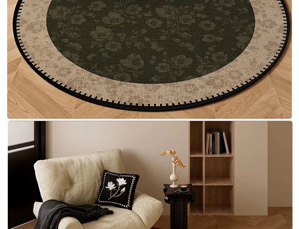 Round Living Room Rug Stain-Resistant Durable Wear-Resistant Floor Mat Luxurious Floral Rugs Large Size Home Decoration Carpet
