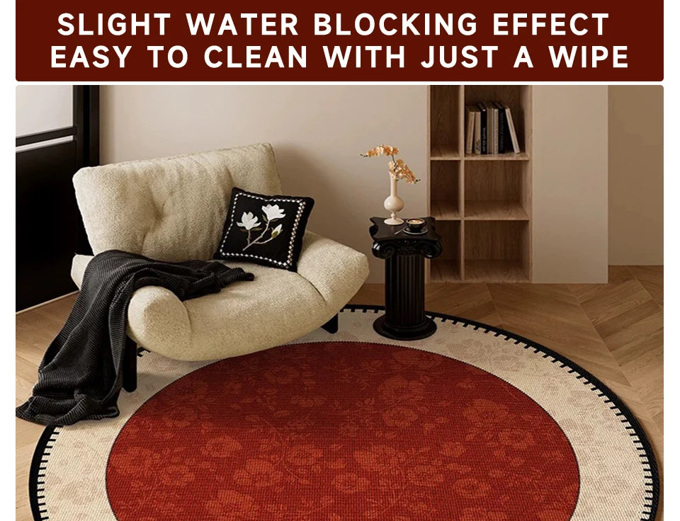 Round Living Room Rug Stain-Resistant Durable Wear-Resistant Floor Mat Luxurious Floral Rugs Large Size Home Decoration Carpet