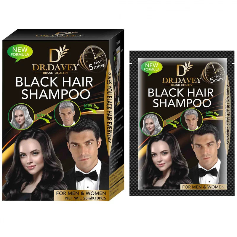 DR.DAVEY Boxed25ml×10PCS Black hair dye nourishes hair, cleanses and cares for it, and is a coloring hair care shampoo