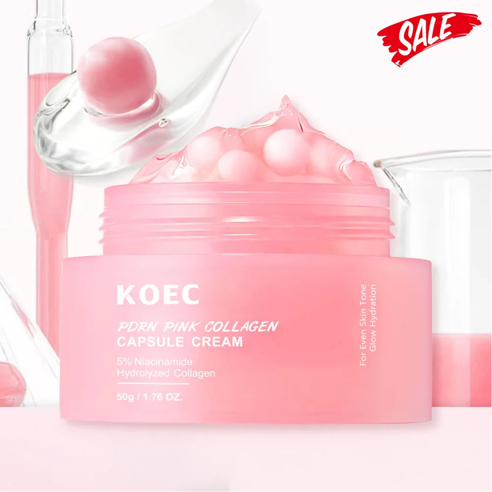 PDRN Pink Collagen Capsule Cream 5% Niachinamide VC Whitening Hydrolyzed Collagen Face Cream Moisturizing Firming Skin Care