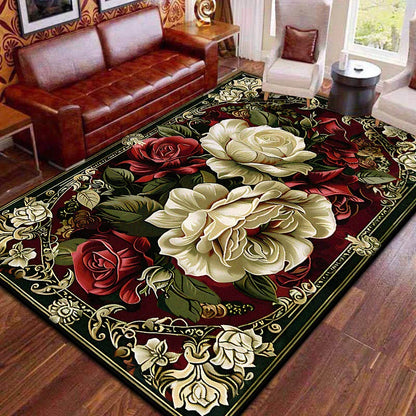 Red Retro Large Area Rugs Living Room European Decoration Home Sofa Area Carpet Gorgeous Bedroom Non-slip Floor Mat Washable