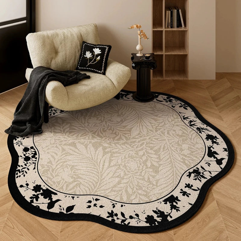 Round Living Room Rug Stain-Resistant Durable Wear-Resistant Floor Mat Luxurious Floral Rugs Large Size Home Decoration Carpet