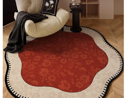Round Living Room Rug Stain-Resistant Durable Wear-Resistant Floor Mat Luxurious Floral Rugs Large Size Home Decoration Carpet