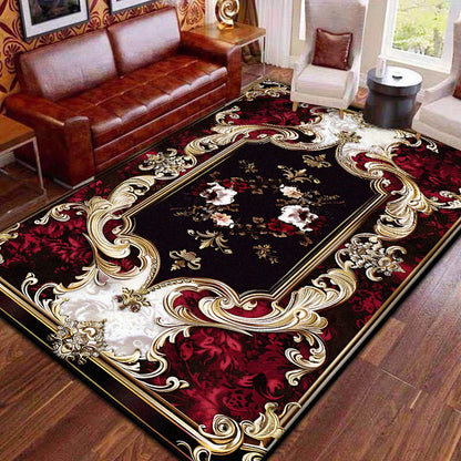 Red Retro Large Area Rugs Living Room European Decoration Home Sofa Area Carpet Gorgeous Bedroom Non-slip Floor Mat Washable