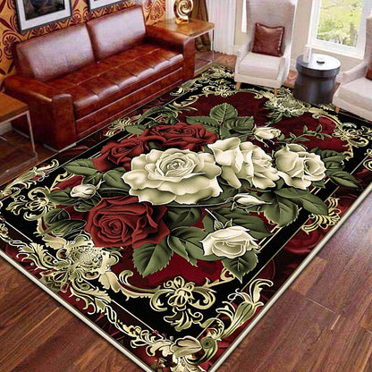 Red Retro Large Area Rugs Living Room European Decoration Home Sofa Area Carpet Gorgeous Bedroom Non-slip Floor Mat Washable