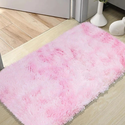 VIKAMA Silk Wool Rugs Children's Room Living Room Bedroom Tie-Dye Non-Slip Washable Machine Washable Carpet Mats