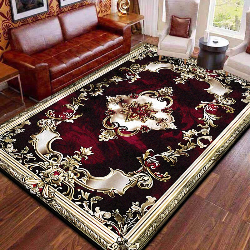 Red Retro Large Area Rugs Living Room European Decoration Home Sofa Area Carpet Gorgeous Bedroom Non-slip Floor Mat Washable