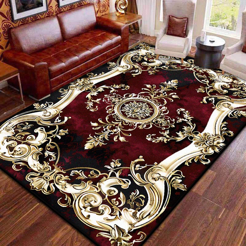 Red Retro Large Area Rugs Living Room European Decoration Home Sofa Area Carpet Gorgeous Bedroom Non-slip Floor Mat Washable