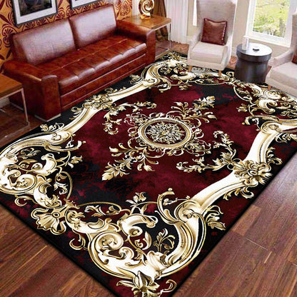 Red Retro Large Area Rugs Living Room European Decoration Home Sofa Area Carpet Gorgeous Bedroom Non-slip Floor Mat Washable