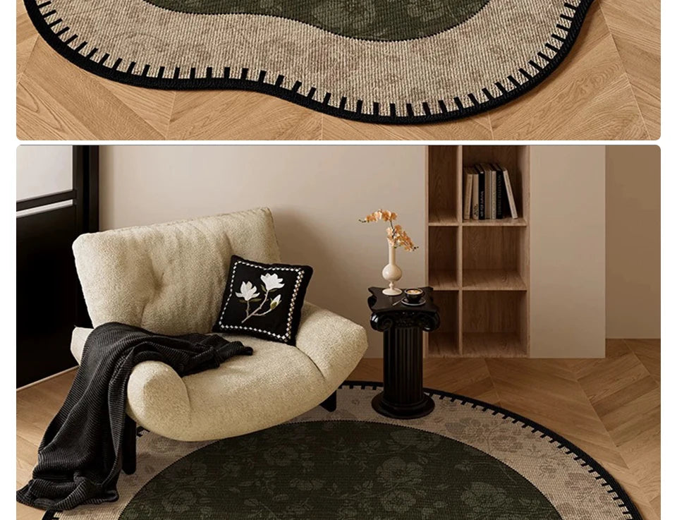 Round Living Room Rug Stain-Resistant Durable Wear-Resistant Floor Mat Luxurious Floral Rugs Large Size Home Decoration Carpet