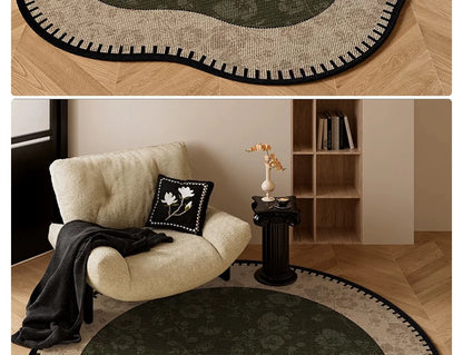 Round Living Room Rug Stain-Resistant Durable Wear-Resistant Floor Mat Luxurious Floral Rugs Large Size Home Decoration Carpet