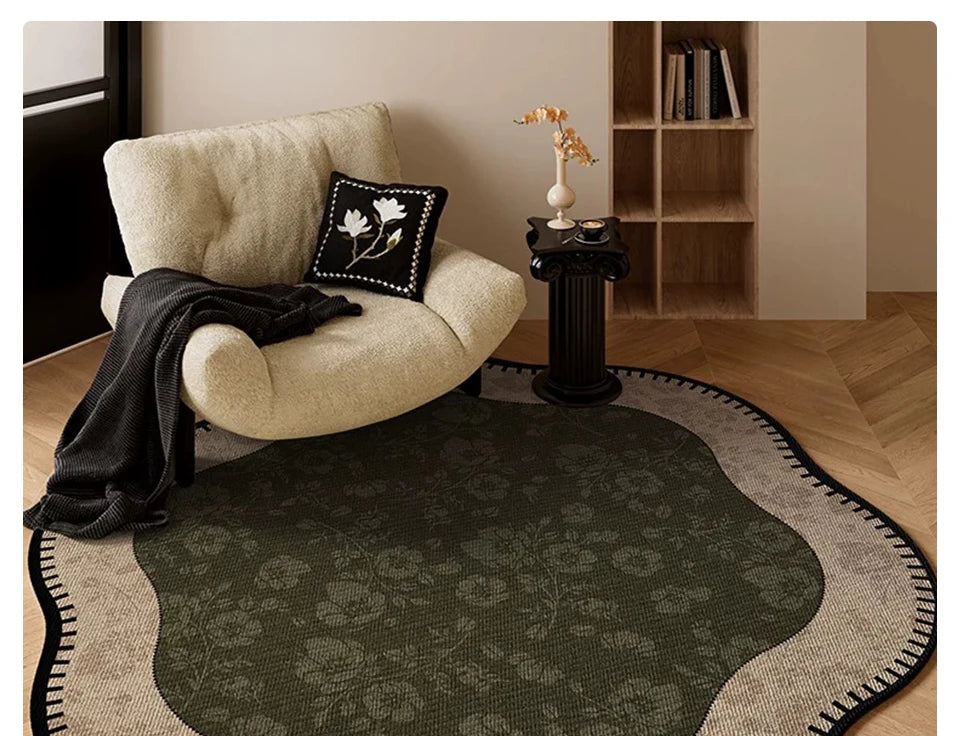 Round Living Room Rug Stain-Resistant Durable Wear-Resistant Floor Mat Luxurious Floral Rugs Large Size Home Decoration Carpet
