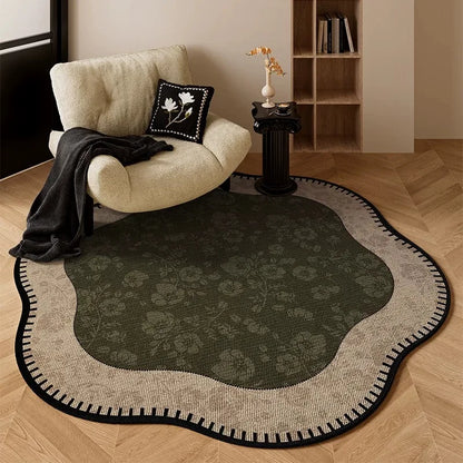 Round Living Room Rug Stain-Resistant Durable Wear-Resistant Floor Mat Luxurious Floral Rugs Large Size Home Decoration Carpet