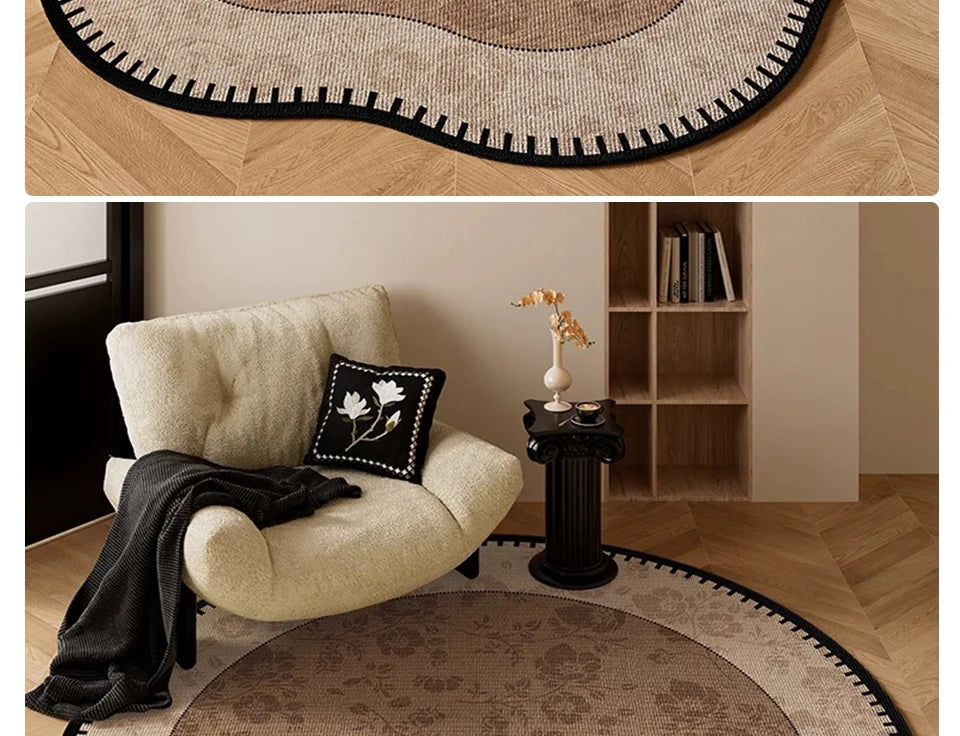 Round Living Room Rug Stain-Resistant Durable Wear-Resistant Floor Mat Luxurious Floral Rugs Large Size Home Decoration Carpet