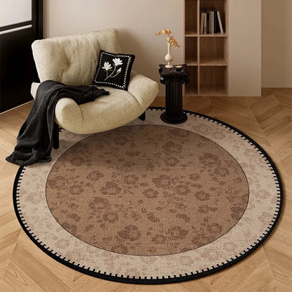 Round Living Room Rug Stain-Resistant Durable Wear-Resistant Floor Mat Luxurious Floral Rugs Large Size Home Decoration Carpet