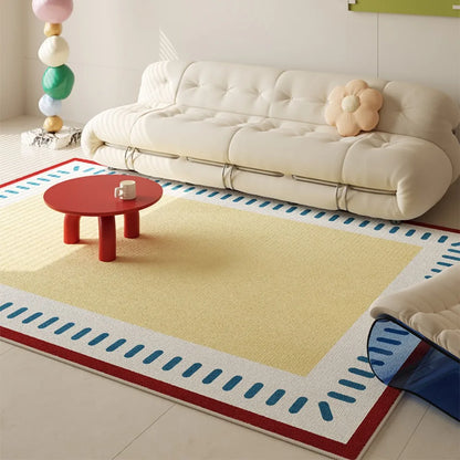 VIKAMA Fresh Colour Block Geometric Rug Living Room Sofa Area Non Slip Wear Resistant Floor Mat Ins Style Decorative Rug