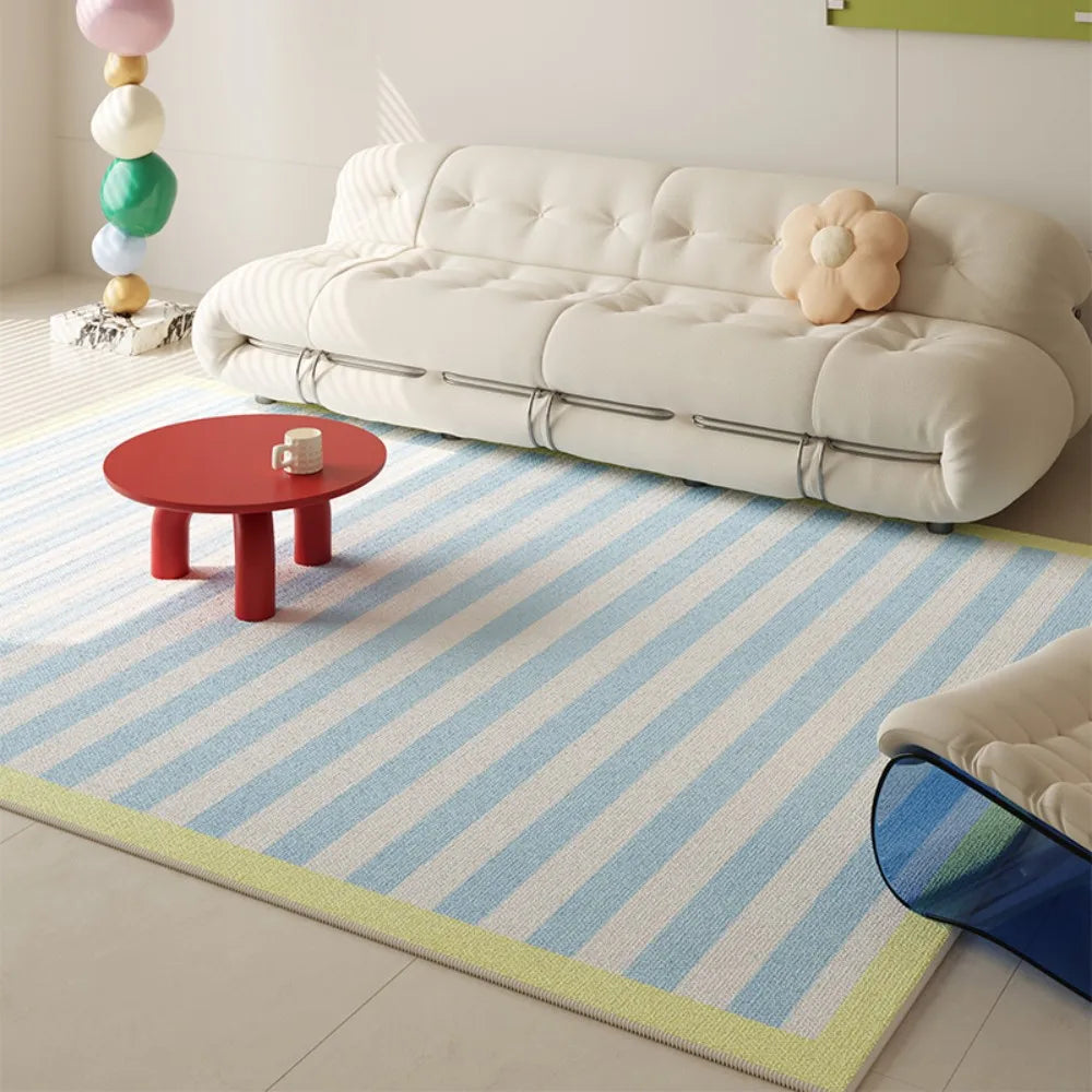 VIKAMA Fresh Colour Block Geometric Rug Living Room Sofa Area Non Slip Wear Resistant Floor Mat Ins Style Decorative Rug