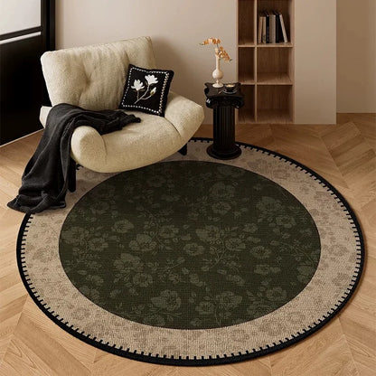 Round Living Room Rug Stain-Resistant Durable Wear-Resistant Floor Mat Luxurious Floral Rugs Large Size Home Decoration Carpet