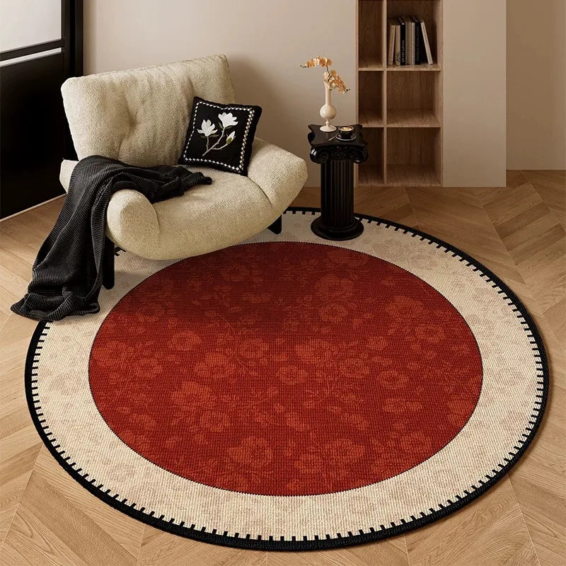 Round Living Room Rug Stain-Resistant Durable Wear-Resistant Floor Mat Luxurious Floral Rugs Large Size Home Decoration Carpet