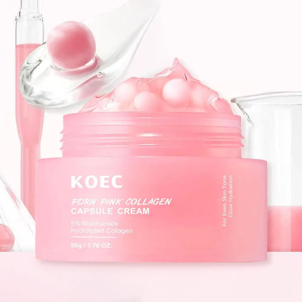PDRN Pink Collagen Capsule Cream 5% Niachinamide VC Whitening Hydrolyzed Collagen Face Cream Moisturizing Firming Skin Care