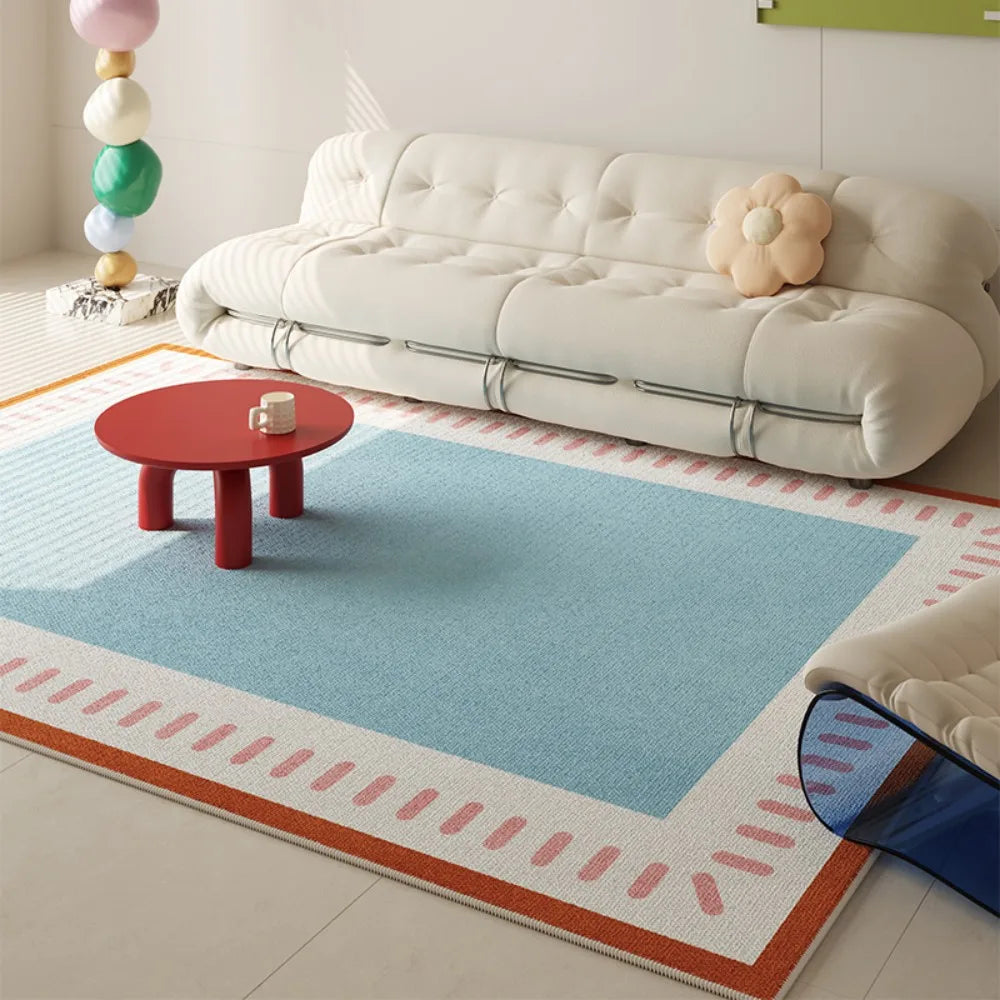 VIKAMA Fresh Colour Block Geometric Rug Living Room Sofa Area Non Slip Wear Resistant Floor Mat Ins Style Decorative Rug