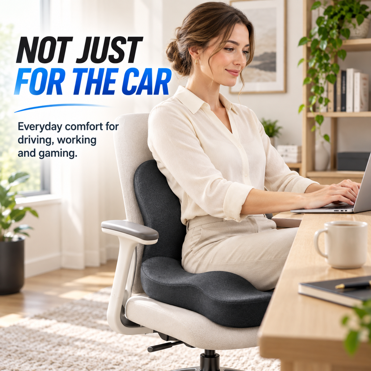 DriveAlign 2-in-1 comfort cushion used on a home office chair